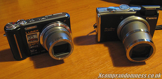 Lumix TZ7 v Canon SX200 design comparison.