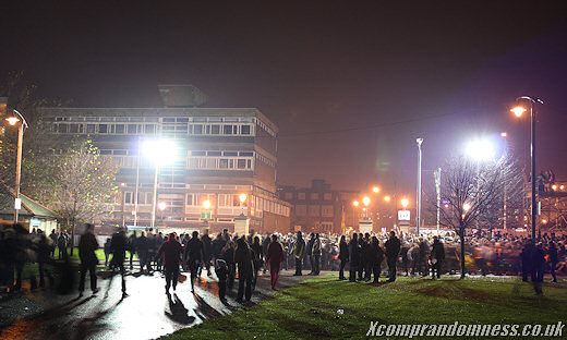 Crowd dispersing.