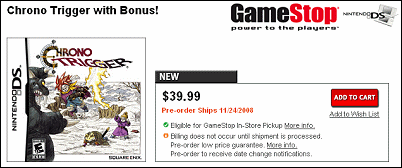 Chrono store trigger gamestop