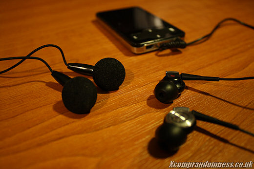 Canal earphones on right.