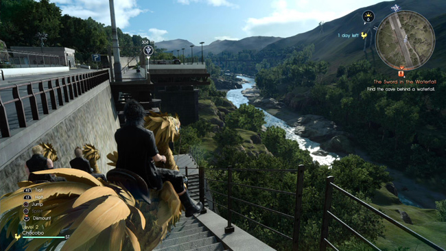 Exploring the open world on a Chocobo