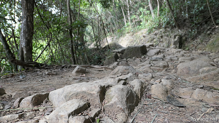 Very rocky uneven ground.