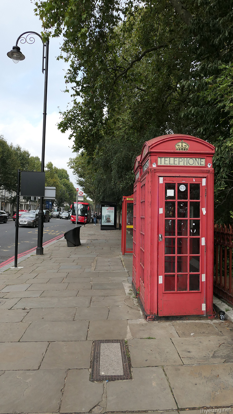 Telephone boxes.