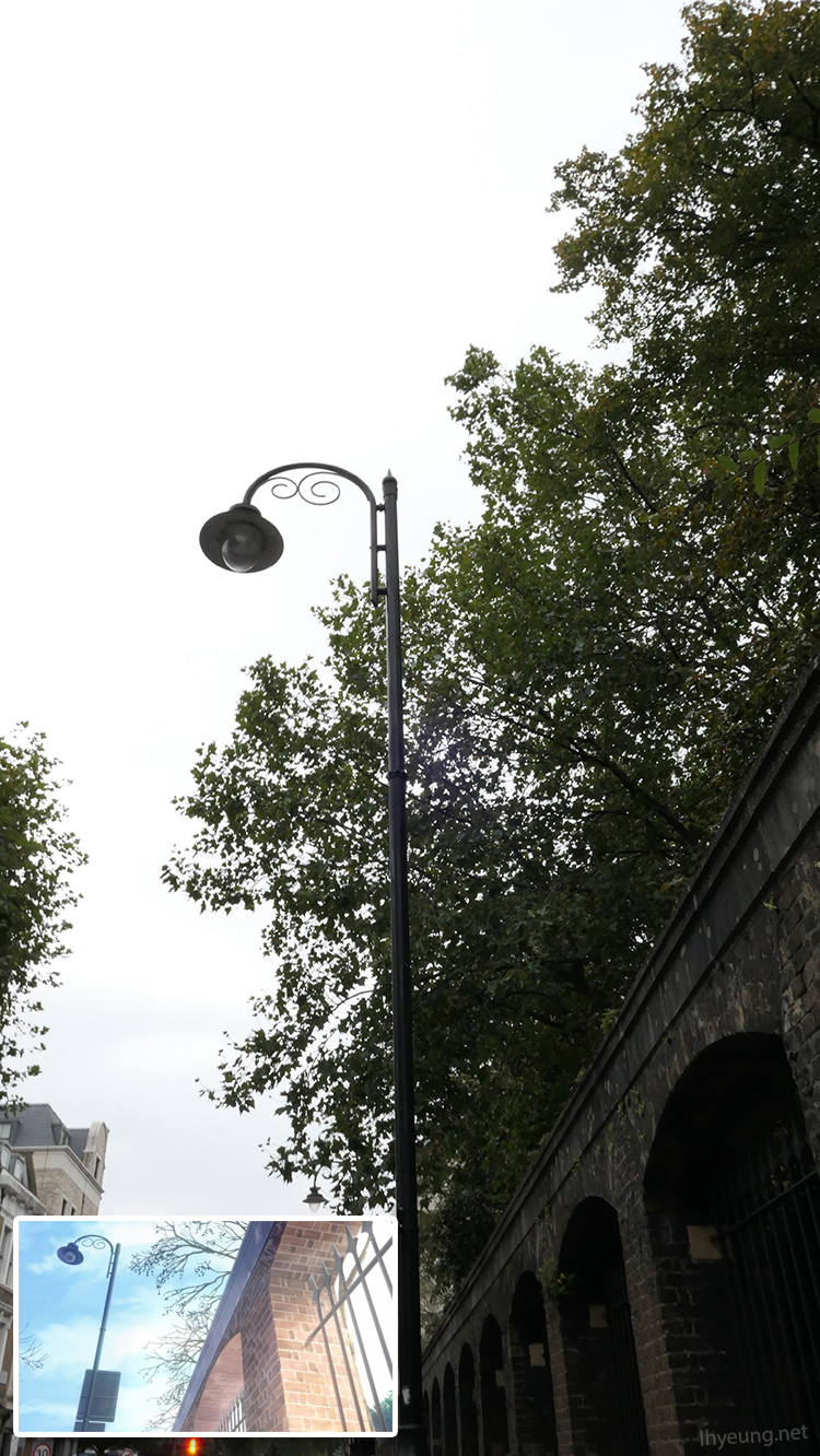 Lamp post outside cemetery.