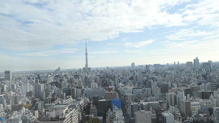View over Ueno with Skytree in the distance.