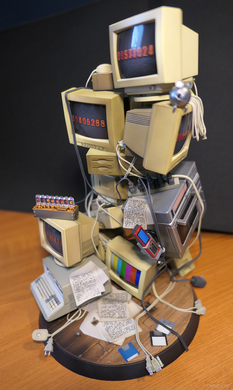 Very fragile diorama of vintage tech.