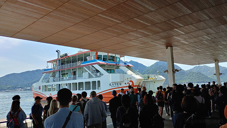 Waiting to board the Naraura Maru, JR ferry.