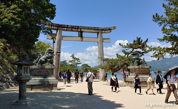 Large stone Torii gate.