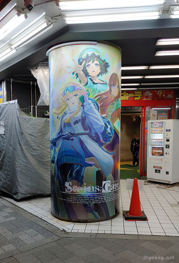 Steins;gate 15th anniversary art was still up at Donki. Steins;gate 15th anniversary art was still up at Donki.