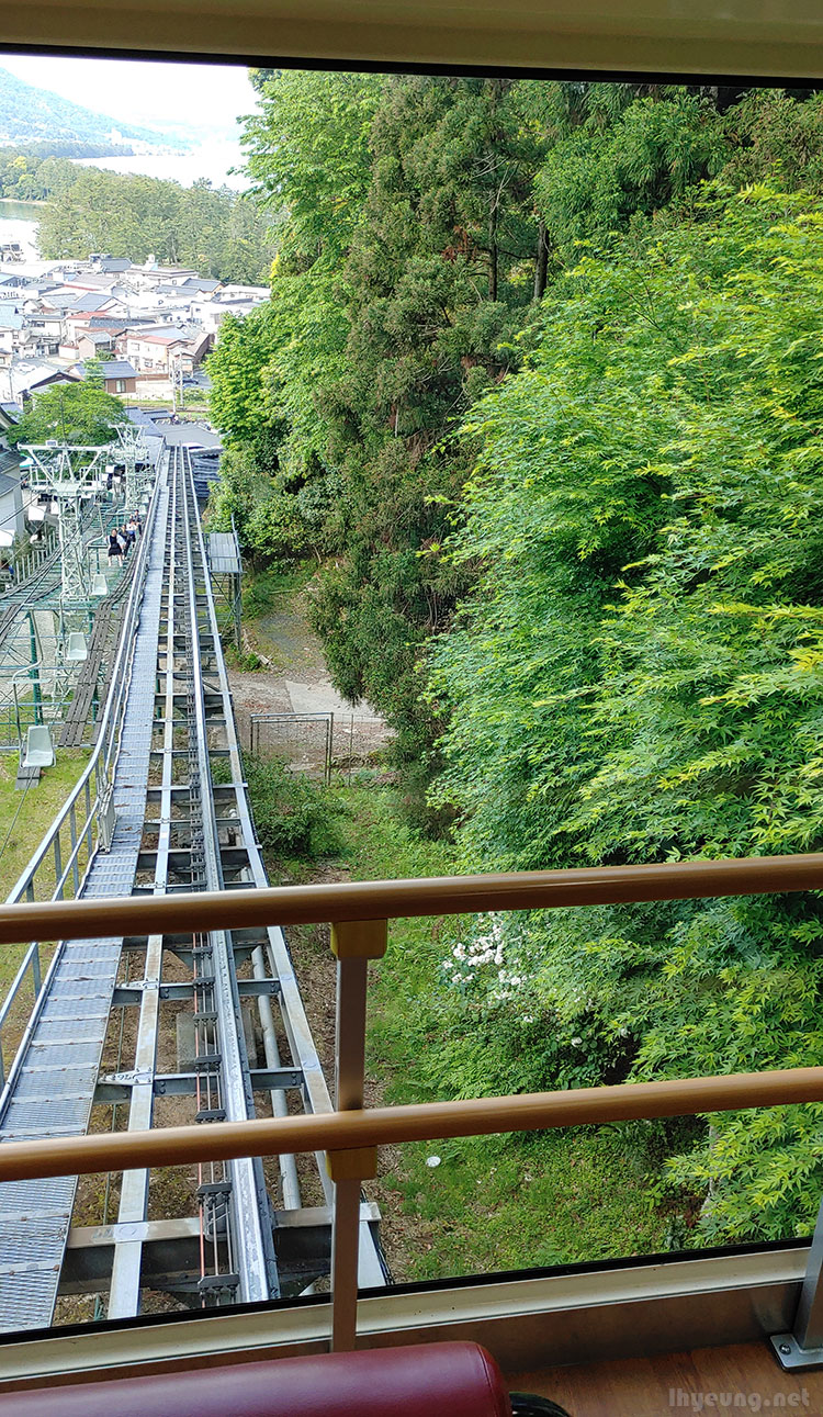 Going up by monorail.